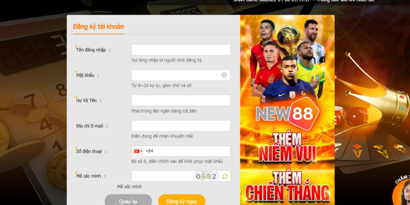 Cách khắc phục khi tài khoản New88 bị khoá? 2 Form đăng ký sở hữu tài khoản tại New88